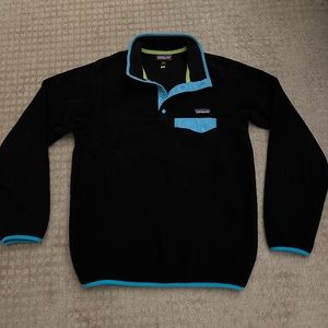 Women’s patagonia Synchilla fleece snap t fleece jacket black blue size medium